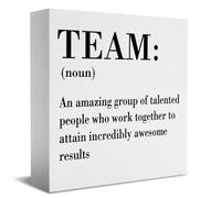 Inspirational Team Noun Office Decor Desk Decor Wooden Box Sign Rustic White Wood Block Plaque Box Sign Home Office Desk Shelf Table Decoration Coworker Gift Team Definition Teamwork Sign 5 * 5 inch