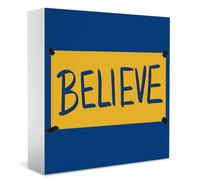 Inspirational Ted Gift Lasso Believe Sign Home Office Desk Cubicle Shelf Decor Bedroom TV Show Man Cave Decor Soccer Football Coach Gifts for Ted Fans Lasso 5 X 5 Inch
