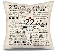 Inspirational Throw Pillow Cover Cushion cover Gift for Birthday 22 Years Old Women Men Daughter Son Granddaughter Sister Niece 22nd Birthday Gift 10-100 Years Old Gifts Cushion Covers Ideas(22)
