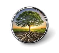 Inspirational Tree Round Badge Personalized Metal Lapel Pin Badges Fit Clothing Bags Hat Humorous Printed Brooch Badge Party Decorations Accessories for Men Women