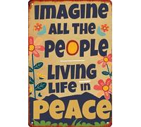 Inspirational Vintage Tin Sign-Motivational Retro Metal Sign with Positive Quotes,8x12 Inch for Home,Bedroom,Living Room,Office,Classroom,Club,or Dorm (PEACE)