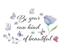 Inspirational Vinyl Wall Decal Quotes Be Your Own Kind of Beautiful Positive Saying Wall Sticker Butterfly Art Wallpaper Decor for Living Room Bedroom Office Bathroom Girl Home Decoration