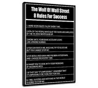 Inspirational Wall Art Entrepreneur Quotes The Wolf Of Wall Street 8 Rules for Success Canvas Posters Motivational Canvas Print Picture Painting for Home Bedroom Office Decoration [12''W X 18''H]