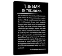 Inspirational Wall Art Office Wall Decor Motivational The Man In The Arena Poster Inspiring Quote Canvas Print Positive Canvas Painting Home Decor Framed Artwork<12 x 18 inch>