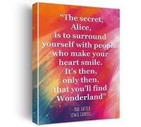 Inspirational Wall Art the Secret Quote Alice In Wonderland Watercolor Canvas Painting Prints for Home Wall Decor Framed Book Quote Artwork Gifts(12x15 Inch)