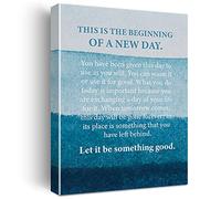 Inspirational Wall Art This Is the Beginning of a New Day Quote Canvas Painting Prints for Home Living Room Wall Decor Framed Motivational Artwork Gifts(12x15 Inch)
