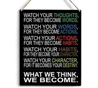 Inspirational Wall Art Watch Your Thoughts Motivational Classroom Wooden Hanging Sign Wall Art for Office Living Room Home Classroom Bedroom Decorationsches 8x10 inch