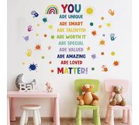 Inspirational Wall Decals - Motivational Quotes Sticker Set with Positive Phrases Like You are Unique, Brave, Kind, Strong - Removable Vinyl Decals for Classroom, Playroom, or School Decor.