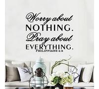 Inspirational Wall Decals, Prayer Wall Stickers, Quotes Kitchen Bathroom Bedroom Living Room Motivational Bible Verse Home Vinyl Art Wall Decor, Worry About Nothing Pray About Everything 30"X25"