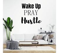 Inspirational Wall Decor for Bedroom Wake Up Pray Hustle Wall Decals Wall Sticker Design Your Own Wall Quote for Office Living Room Religious Gifts 18 Inch