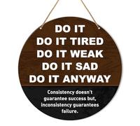 Inspirational Wall Decor for Home Gym Workout Room Man cave, Rustic Round Home Gym Motivational Positive Wooden Hanging Sign Decoration, Gift for Friends Women Men Fitness Lovers, Do It Anyway