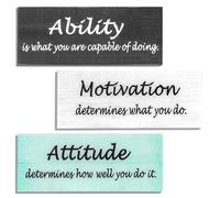 Inspirational Wall Decor for Office, Ability Sign Motivational Wall Decor with Sayings, Wooden Inspirational Wall Art, Positive Wall Signs for Office Work