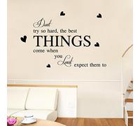 Inspirational Wall Stickers, Don't Try So Hard, The Best Things Come When You Least Expect Them to Motivational Quote Vinyl Wall Decal for Living Room, Bedroom, Home Decor