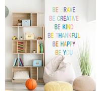 Inspirational Wall Stickers for Kids - BE Brave, BE Creative, BE Kind, BE Thankful, BE Happy, Motivational Wallpaper for Nursery, Playroom, Classroom & Bedroom, Kids Room Decoration for Boys & Girls