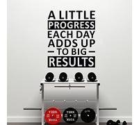 Inspirational Wall Stickers, Gym Wall Decals, Quotes Teamwork Classroom Office Garage School Bedroom, Fitness Sports Workout Exercise Motivational Art Home Vinyl, A Little Progress Each Day 25"X30"