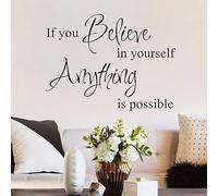 Inspirational Wall Stickers, If You Believe in Yourself, Anything is Possible Motivational Quote Wall Decal for Bedroom, Living Room, Office, Self-Confidence Home Decor