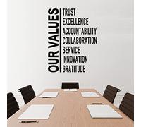 Inspirational Wall Stickers, Office Wall Decals, (Easy to Install), Art Decor Vinyl Quotes Teamwork Motivational Gym Classroom Work Positive Sports Basketball Adults Home Family, Our Values 13"X17"