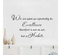 Inspirational Wall Stickers, We are What We Repeatedly Do. Excellence Therefore is Not an Act, But A Habit Vinyl Wall Decal for Bedroom, Living Room, Motivational Home Decor