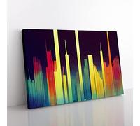 Inspirational Watercolour Skyline Abstract Canvas Wall Art Print Ready to Hang, Framed Picture for Living Room Bedroom Home Office Décor, 50x35 cm (20x14 Inch)