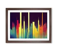 Inspirational Watercolour Skyline Abstract H1022 Framed Print for Living Room Bedroom Home Office Décor, Wall Art Picture Ready to Hang, Walnut A4 Frame (34 x 25 cm)