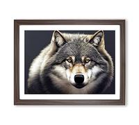 Inspirational Wolf BLK Framed Print | A4 Walnut Framed Wall Art | Ready to Hang | Modern Animal Picture | Living Room Bedroom Lounge Office