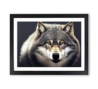 Inspirational Wolf BLK Framed Wall Art Print A2 Black