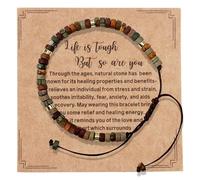 Inspirational Women's Bracelet Natural Stone Hues Healing Anxiety Calming Strength Gift for Women Life is Tough But So Are You