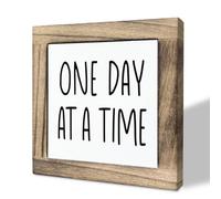 Inspirational Wood Sign, Box Wood Plaques Desk Décor, Table Art Signs, Decorative Wood Plaque, Rustic Home Sign, Farmhouse Decorations for Shelf, Office Decor Sign, One Day at A Time Sign