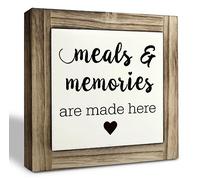Inspirational Wood Signs, Box Wood Plaques Desk Décor, Dining Room Decor, Table Art Decor, Warm Home Decor, Family Sign, Farmhouse Kitchen Decor, Housewarming Gift, Meals Memories are Made Here