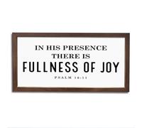 Inspirational Wood Signs, Christian Wall Art, Farmhouse Wood Framed Sign 15×7.5×14.8 inches, Positive Home Decor, Living Room Wall Decor, In His Presence There is Fullness of Joy Sign