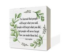 Inspirational Wood Signs, Wooden Box Sign Desk Decor, Home Table Decor, Rustic Farmhouse Decor, Maya Angelou Saying - I've Learned that... People Will Never Forget How You Made Them Feel