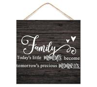 Inspirational Wood Wall Sign Family Today's Little Moments Become Tomorrow's Precious Memories Home Decor for Cabin Bible Verse Quote Wood Home Sign Decorative Wall Decor Sign for Living Room 12x12in