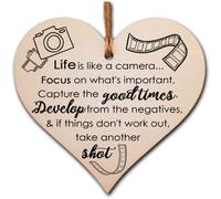 Inspirational Wooden Heart Sign - Hanging Home Decor with Uplifting Message - Great Gift for Her, Bedroom, Office, or Hallway