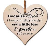 Inspirational Wooden Heart Sign - Hanging Home Decor with Uplifting Message - Great Gift for Her, Bedroom, Office, or Hallway