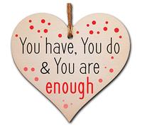 Inspirational Wooden Heart Sign - Hanging Home Decor with Uplifting Message - Great Gift for Her, Bedroom, Office, or Hallway