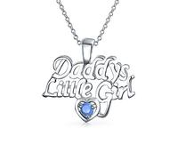 Inspirational Words Daddys Little Girl Blue Inlay Created Opal Pendant Necklace For Daughter Teen .925 Sterling Silver October Birthstone