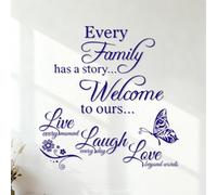 Inspirational Words Live Every Moment,Laugh Every Day,Love Beyond Words Fine Carving Decals Tattoo Culture 42x43.2cm DarkBlue