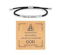Inspire Bracelet God Is In Control Elegant Design With Unique Patterns And Letters,Handmade Letter Braided Bracelet,For Women Girls Gifts Jewelry (Silver)