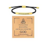 Inspire Bracelet God Is In Control Elegant Design With Unique Patterns And Letters,Handmade Letter Braided Bracelet,For Women Girls Gifts Jewelry (Gold)