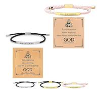 Inspire Bracelet “God is in control”, God Is in Control Bracelet, Stainless Steel Adjustable Christian Faith Handmade Letter Braided Bracelets, Engraving Gifts Jewelry (Silver+Pink)