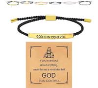 Inspire Bracelet “God is in control”, God Is in Control Bracelet, Stainless Steel Adjustable Christian Faith Handmade Letter Braided Bracelets - for Men&Women (Gold-Black,1 Pcs)