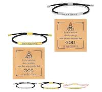 Inspire Bracelet “God is in control”, God Is in Control Bracelet, Stainless Steel Adjustable Christian Faith Handmade Letter Braided Bracelets, Engraving Gifts Jewelry (Gold+Silver)