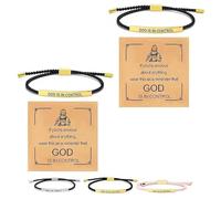 Inspire Bracelet “God is in control”, God Is in Control Bracelet, Stainless Steel Adjustable Christian Faith Handmade Letter Braided Bracelets, Engraving Gifts Jewelry (2pcs Gold)