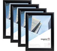 Inspire by Hampton A4 Snap Frame 21x30cm Black Pack of 4, Acrylic Front, Easy Open, Wall Mountable, For Posters Certificates Photos