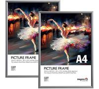 Inspire By Hampton ALUMINIUM A4 (21x30cm) Silver Poster Certificate Frame Acrylic (Non-Glass) IBHPAAFA4BX-PK2