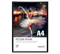 Inspire By Hampton BACKLOADER A4 (21x29.7cm) Black Poster Frame Acrylic (Non-Glass) Front Pack of 1
