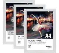 Inspire By Hampton BERGEN A4 (21x30cm) White Picture Photo Frame Acrylic (Non-Glass) 3-Pack IBHBERA4NG-PK3