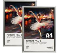inspire by Hampton Frames | 2-Pack A4 Picture Poster Frames (21x30cm), Silver, Plastic, Acrylic Front | Wall Mount/Freestanding | For Certificates & Photos