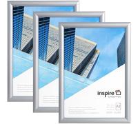 inspire by Hampton Frames | A3 Snap Frame Pack of 3, Silver Aluminium, 30x42cm, Acrylic Front | Easy Snap Mechanism, Wall Mount | Secure Poster Display, Landscape or Portrait Use