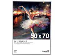 Inspire By Hampton Frames ALUM 50 x 70 cm Satin Silver Picture Photo Frame Acrylic (Non Glass)